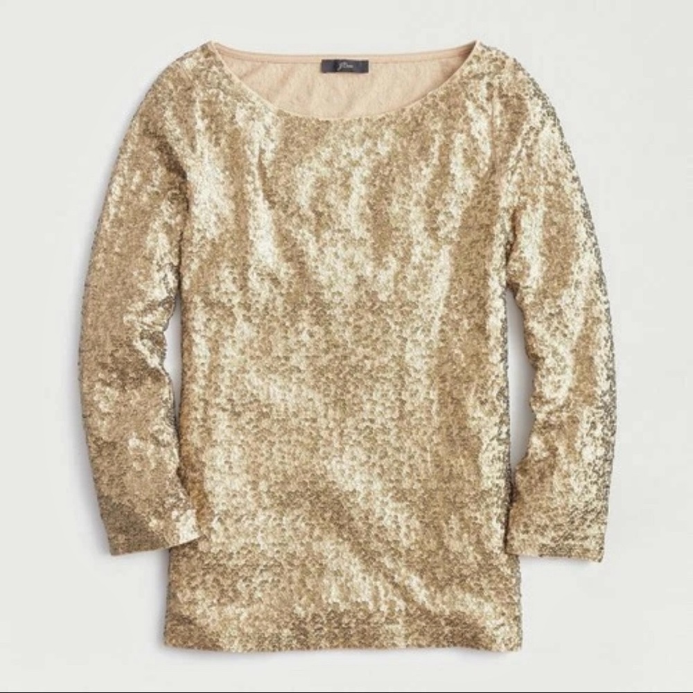 J.Crew Gold Sequin Drapey Boatneck Top - Picture 3 of 4